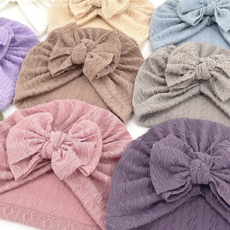 New Baby Jacquard Hat, Cute Boneless Fetal Hat for Infants and Toddlers, Cute Bow Hat for Children
