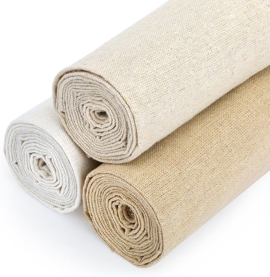 Cotton Linen Fabric for DIY Plain Cotton Linen Single Color 1m 2m 3m 4m Width Crafts, Fabric, [length 155cm] (3m, White)
