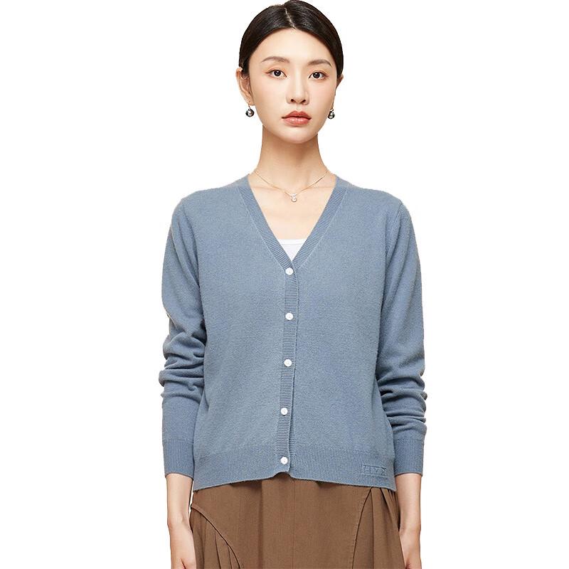 Hengyuanxiang Women's 100% Wool V-Neck Cardigan