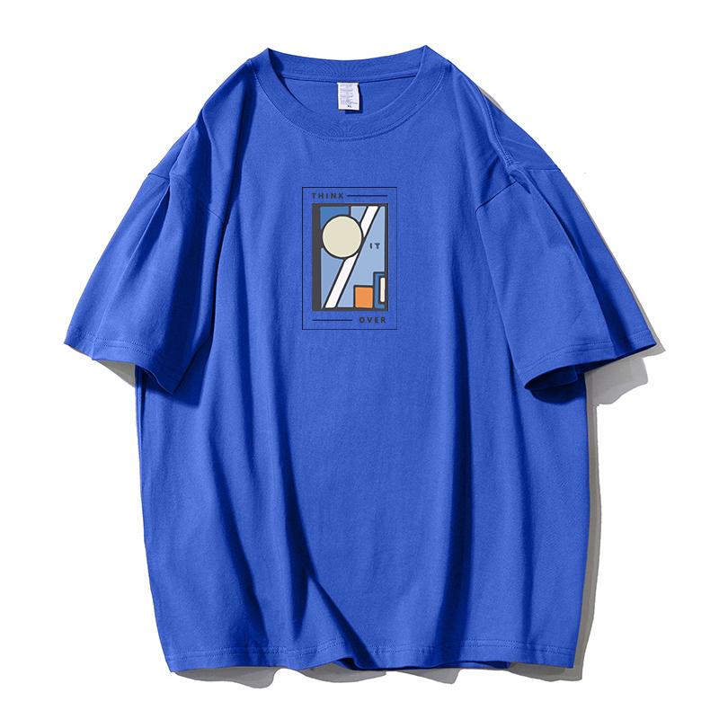 Shellsuning Oversized bavlněná trička s grafikou Muži Léto Měkké Trička s krátkým rukávem Dámská Móda Univerzální pulovry Dámské