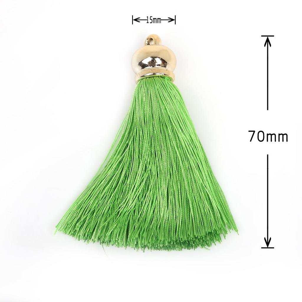 2Pcs Mix Color Silk Satin Tassel Charm Necklace Earring Findings Tassels For Jewelry Making Gold Caps Mob Straps