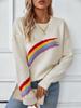 Maomaoyu 2024 Autumn/Winter Women's Rainbow Stripe Jacquard Knit Sweater - European & American Fashion