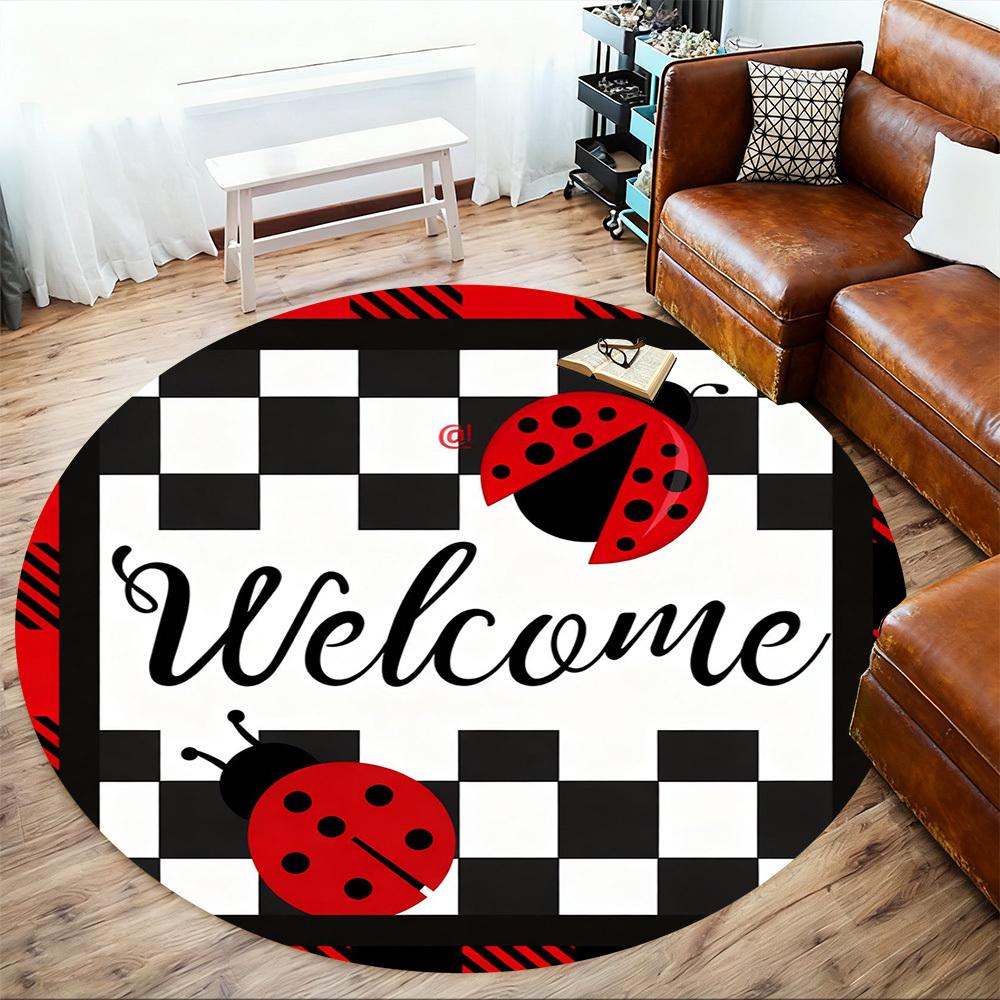 1pc Ladybug Round Chair mat office Area Rug - Non-Slip, Floor Mat for Office, Bedroom, Ideal home decor gift c0112019
