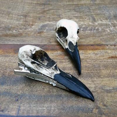 Goth Simulace Skeleton Crow Head Sponka do vlasů pro ženy Horror Hair Clip