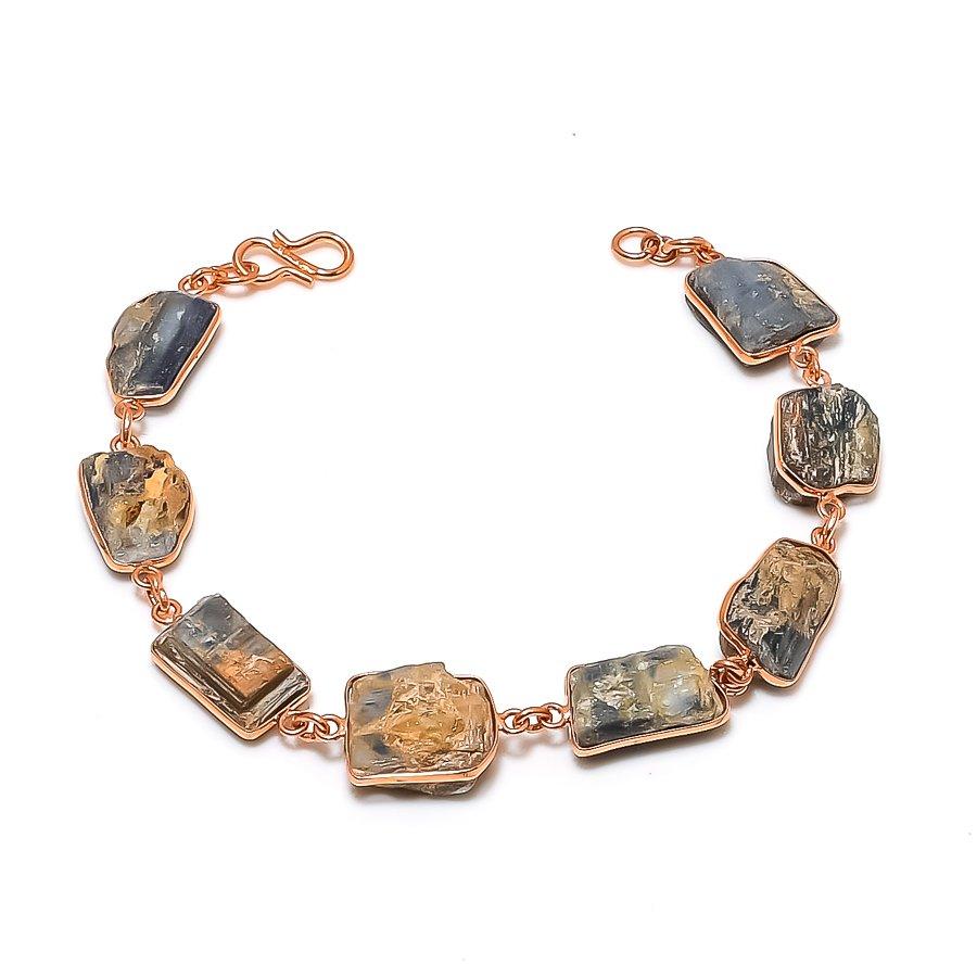 

Натуральный голубой кианит, ручная работа, браслет из стерлингового серебра 925 пробы, 7-8 дюймов ASB-3016