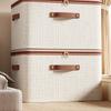 Large Household Storage Box Heavy-duty Hard Shell Cotton Linen Zipper Storage Organizer Box with Lid for Clothes Toys Blankets