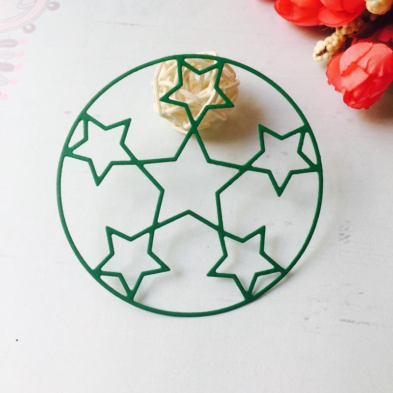 2Pcs Circle Five-pointed Star Metal Cutting Dies Paper Cut Card Making Template for DIY Scrapbooking Decorative Craft Mold Diecuts