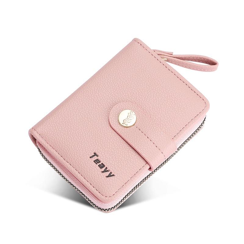 IELGY Women's Short Wallet with High-end Buckle and Multiple Card Slots Zipper
