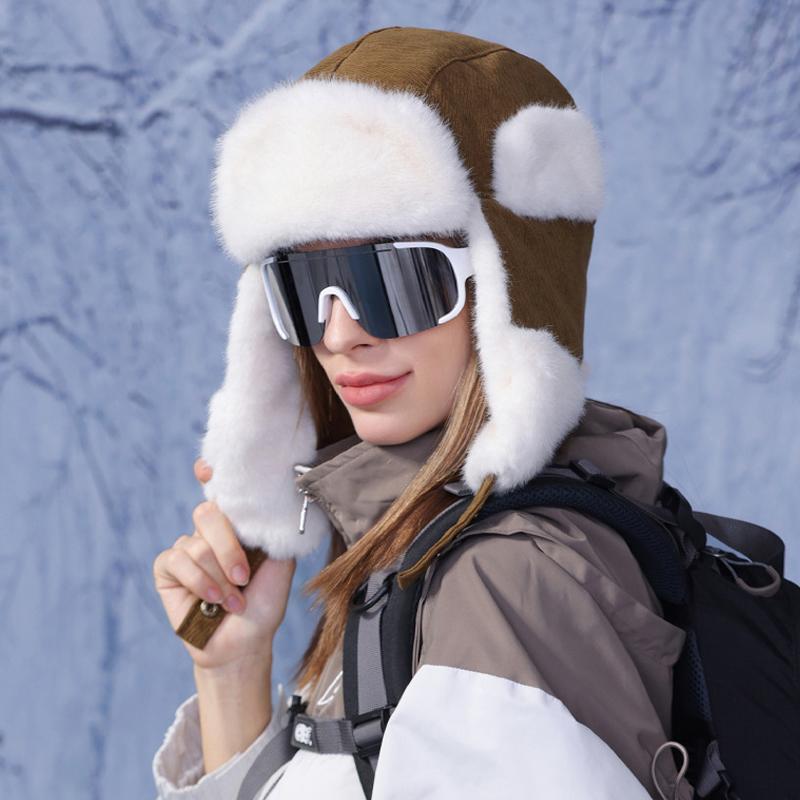 Χειμερινό Αντιανεμικό Προστατευτικό Αυτιών Πουλόβερ Σκουφάκι Ποδηλασίας Σκι Φλις Σκουφάκι Γυναικείο Χοντρό Αδιάβροχο Ζεστό Σκουφάκι για Μεγάλο Κεφάλι Καπέλο Μπόμπερ