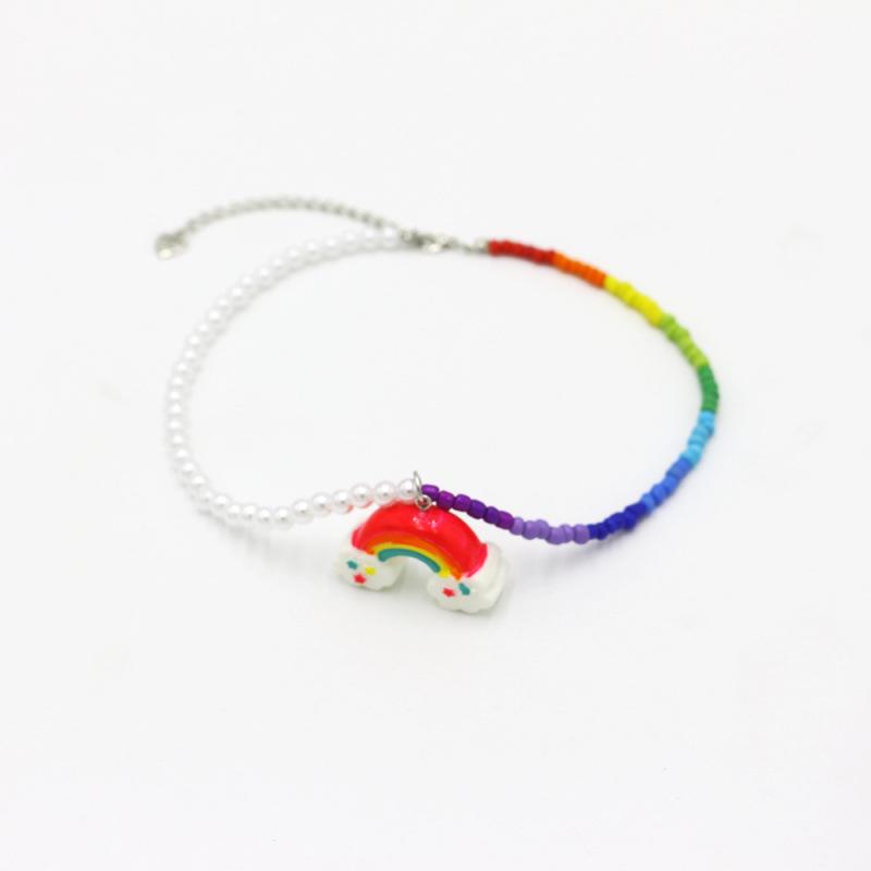 2021 Handmade Pearl Rice Beads Rainbow Necklace – Trendy, Versatile European and American Jewelry