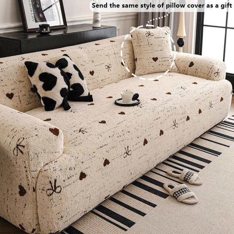 

Printed Sofa Cover, Anti Slip Comfortable Cotton Velvet Wear-resistant Anti Cat Scratch All Inclusive Sofa Cover 1/2/3/4/5 Seats 1 seater 90-140cm