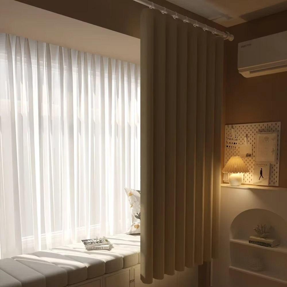 1Pcs Full Blackout Partition Blackout Curtain Bedroom Hook Curtain  Home Decoration