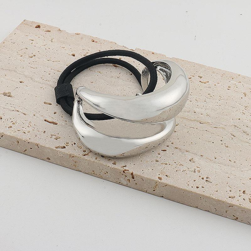 Punk Metal Smooth Corss Elastic Hair Loop Hairband for Women Ponytail Hair Pins Headwear Vintage Fashion Jewelry Hair Accessorie