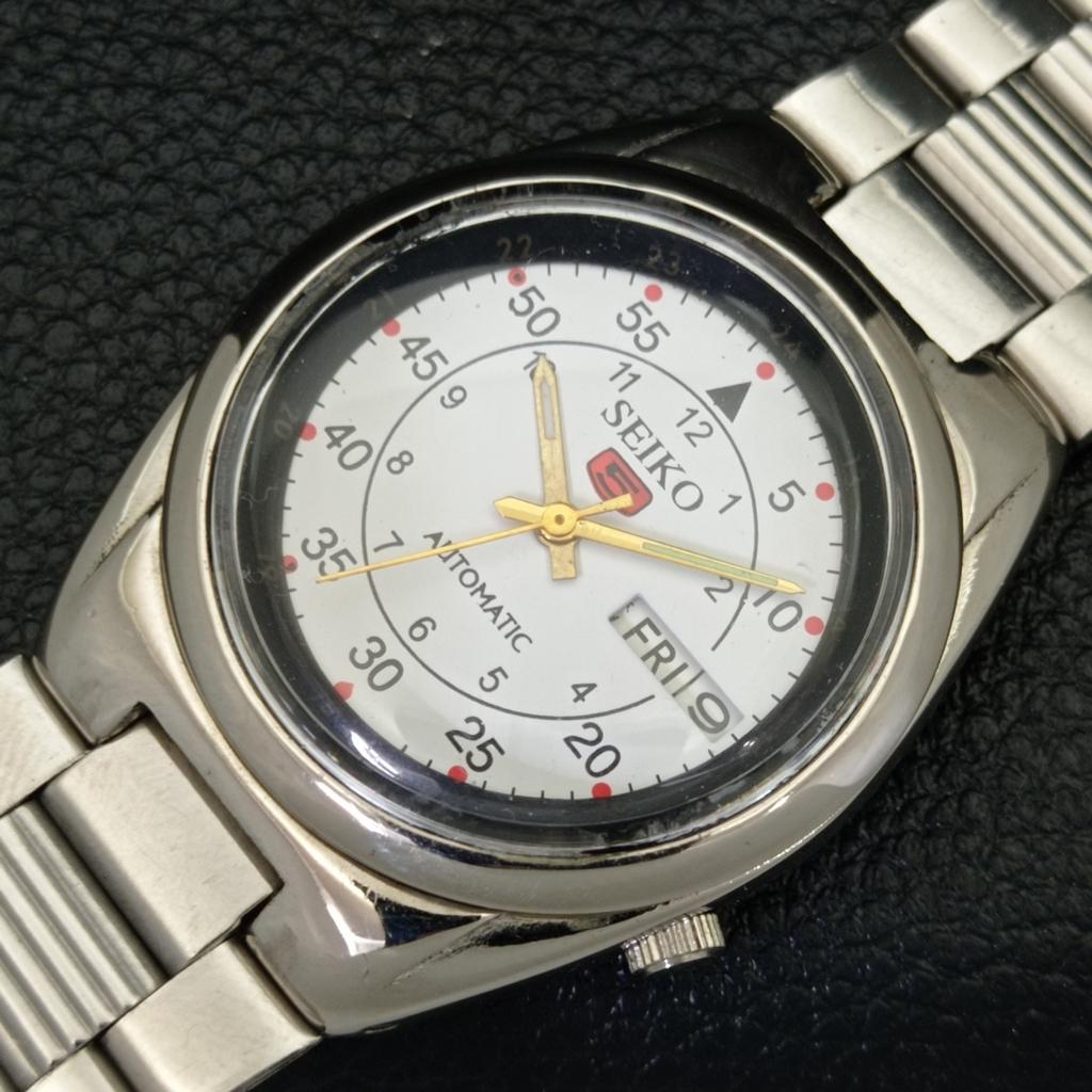 USED GENUINE VINTAGE SEIKO 5 AUTOMATIC JAPAN MENS WHITE DIAL WATCH a433700-2 R118-a433700