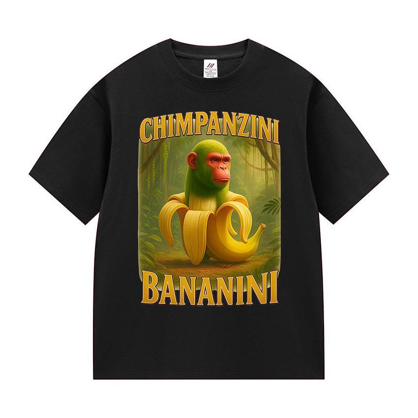 Chimpanzini Bananini Funny Banana Monkey Meme Print T-shirts Women Clothing Fashion Cotton T-shirt Unisex Summer O-Neck T-shirts