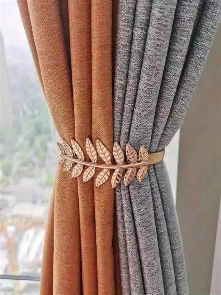 1 Stück Modische Metall-Gardinenklammer - Federdesign Aluminiumlegierung Blattschnitzerei Gardinenklammer für Gardine, Moderne dekorative Gardinenklammer