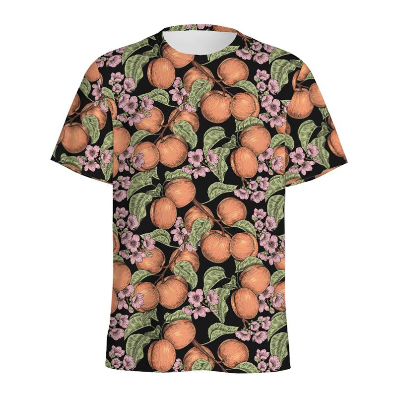 Summer 3D Printed Fruits Orange Graphic T-shirts  Round Neck Short Sleeved Men's and  Women's Unisex T-shirts