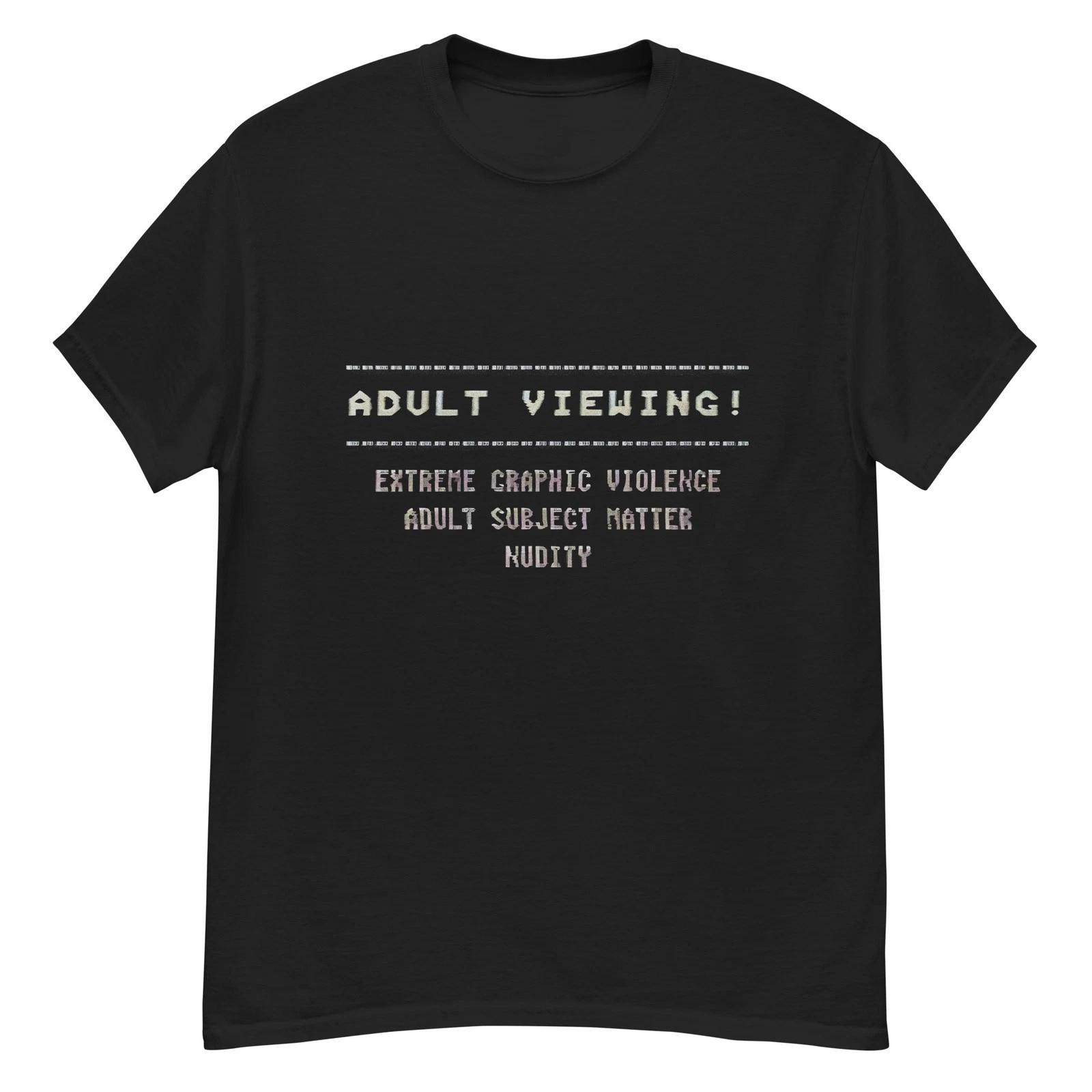 Adult viewing VHS warning screen t-shirt 4XL