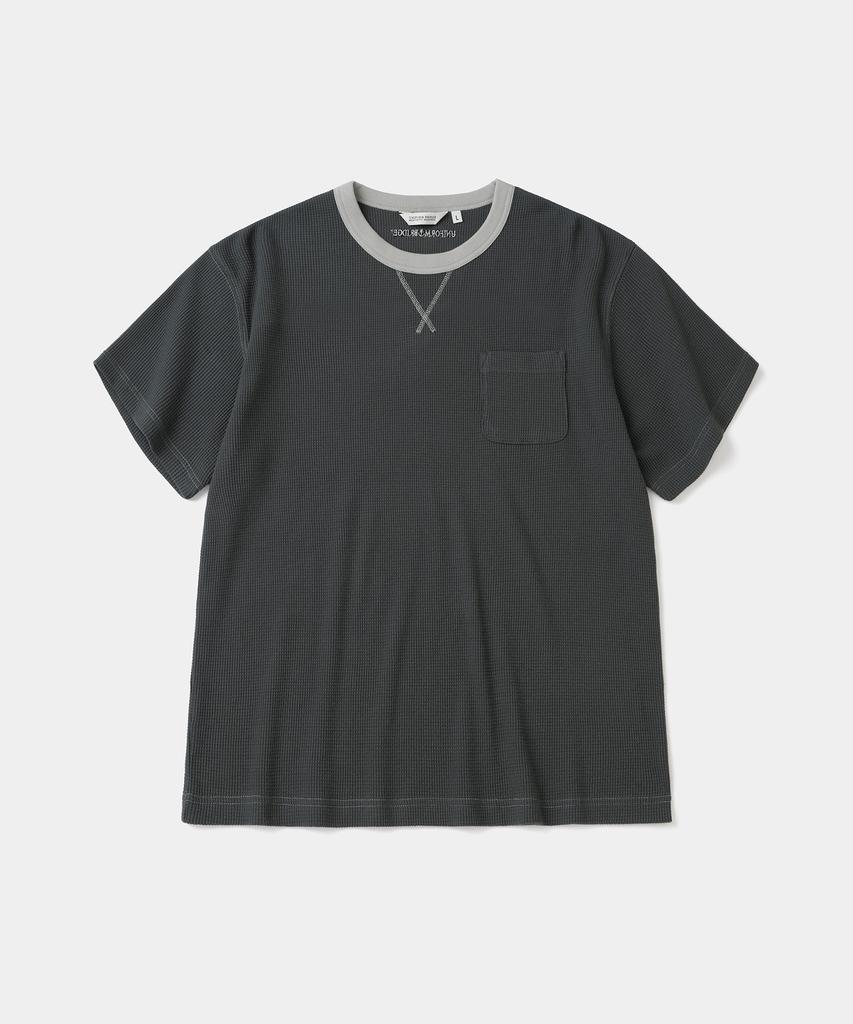 UNIFORM BRIDGE Waffle Crew Neck S/S T-Shirt Charcoal