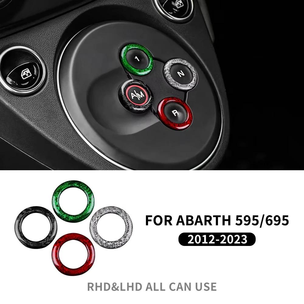 Tricolor Dry Carbon Fiber Sticker For Abarth 595 695 2012-2017 2018 2019 2020 2025 2025 2025 2025 Automatic Gear Shift Button
