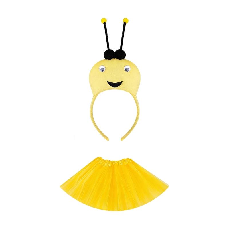 Antenna Headband Tutus Skirt Set Ladybugs/Bees/Ant Costume Accessories Cosplay Halloween Costume for Birthday Christmas