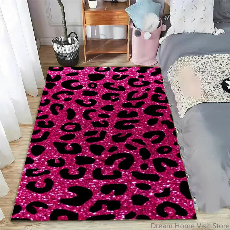 Leopard Print Printed Texture Fur Carpet For Living Room Panther Wild Tiger Lion Area Large Rug Non Slip Bathmat Home Decor Mat