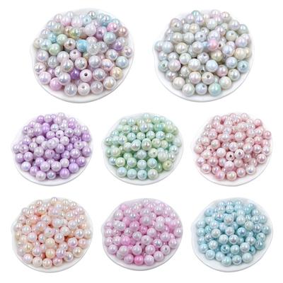 Two-color 50pcs Fashion 8/10mm Handmade Accessories Necklace DIY Earrings Bracelet AB Color Jewelry Beaded Material Round Beads Beads