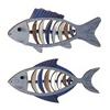 Mediterranean Style Home Decor 2Pcs Wooden Fish Wall Hanging, Hollow Skeleton Rustic Fishbone Hanging Decor, Vintage Nautical Ornament for Kitchen