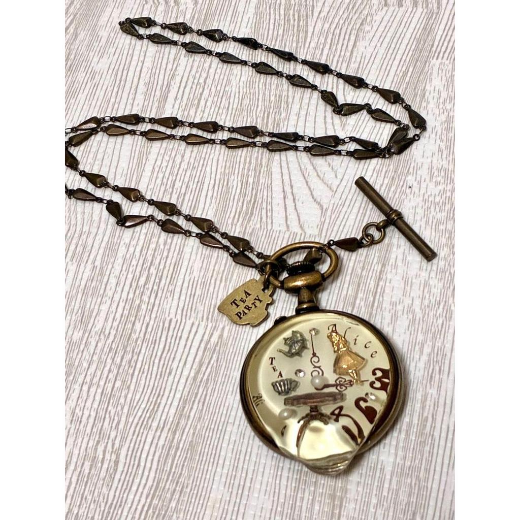 Used Q-pot Alice's Melty Pocket Watch Necklace / ALICE-Melty Pocket Watch Necklace