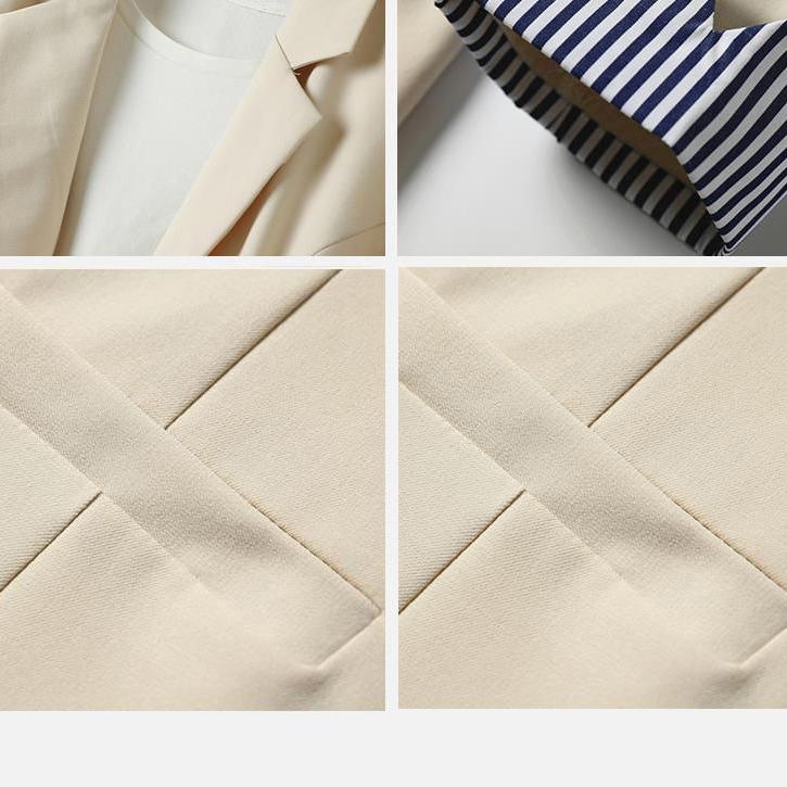 Women Suit Coat Turn-down Collar Mid Length Three Quarter Sleeve Single Button Closure Plus Size