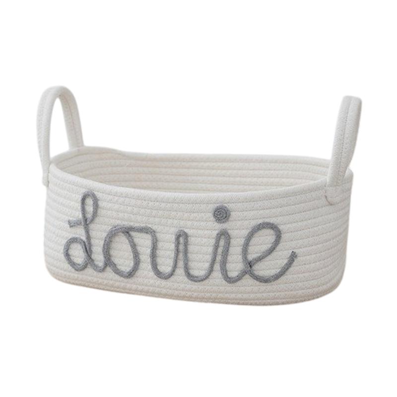 

Корзина для хранения из натуральной хлопковой веревки с ручками, ящик-органайзер с буквенным декором для дома/стола/детской комнаты, складная игрушечная одежда серый