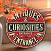 Vintage Style Round Aluminum "Antique Entrance" Sign - Perfect for Home, Bar, Cafe and Garage Decor, 8x8 Inch