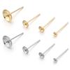20/100Pcs 3-10mm Gold Color Stainless Steel Ear Studs Earrings Earring Base For Pearl Ear Jewelry Making DIY Earring Accessories