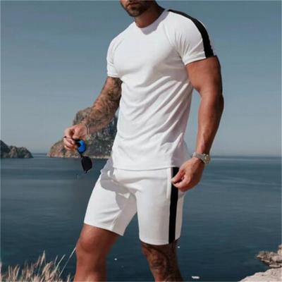 Costume d'été pour hommes, T-shirt de couleur unie, sweat-shirt Simple et décontracté, un ensemble de Shorts à manches courtes, deux pièces de vêtements de rue