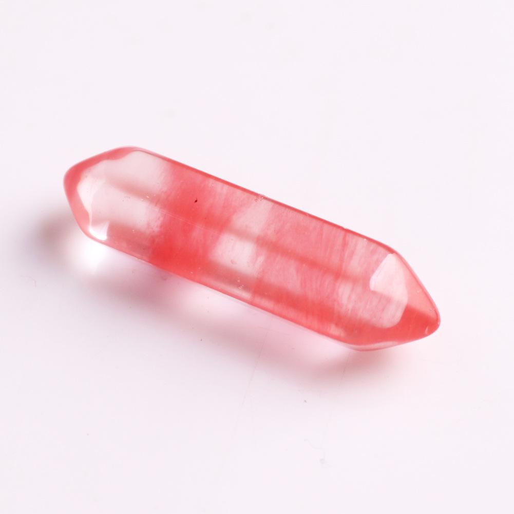 32x8mm Natural Stone Crystal Double Pointed Hexagonal Column Pendant Necklace