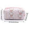 WTEMPO Floral Printed Quilted Makeup Bags Outdoor Travel Cosmetics & Skincare Products Zipper Bags Large Capacity Portable Soft Storage Bags