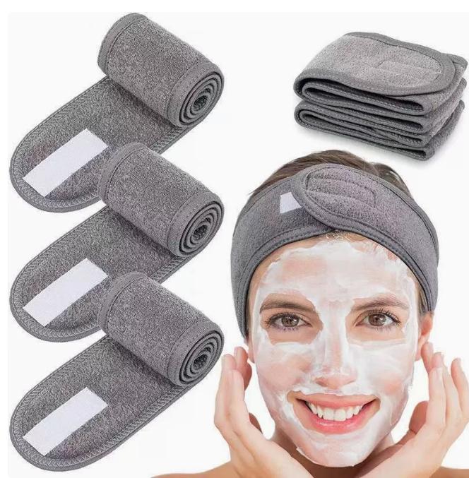 1 PC Makeup Hairband Eyelashes Extension Spa Facial Headband Makeup Wrap Head Terry Cloth Headband Stretch Towel with Magic Tape