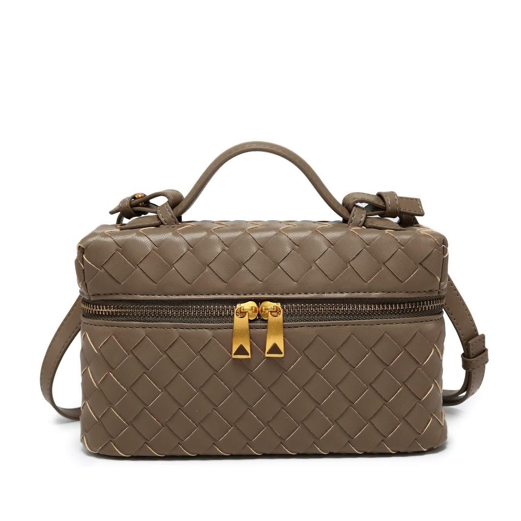 Box Cosmetic Bag Lunch Box Bag Shoulder Crossbody 23cm Hand-woven Portable Small Square Bag Factory Wholesale