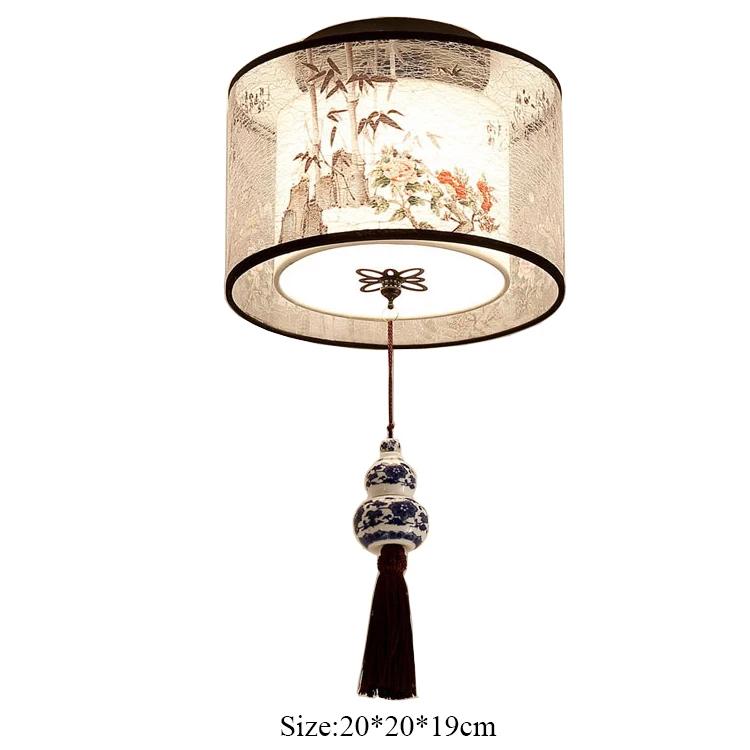 Chinese Round Square Ceiling Lights Fixtures Fabric for Living Room Aisle Shade Mounted Lampa Sufitowa Japanese Led Ceiling Lamp