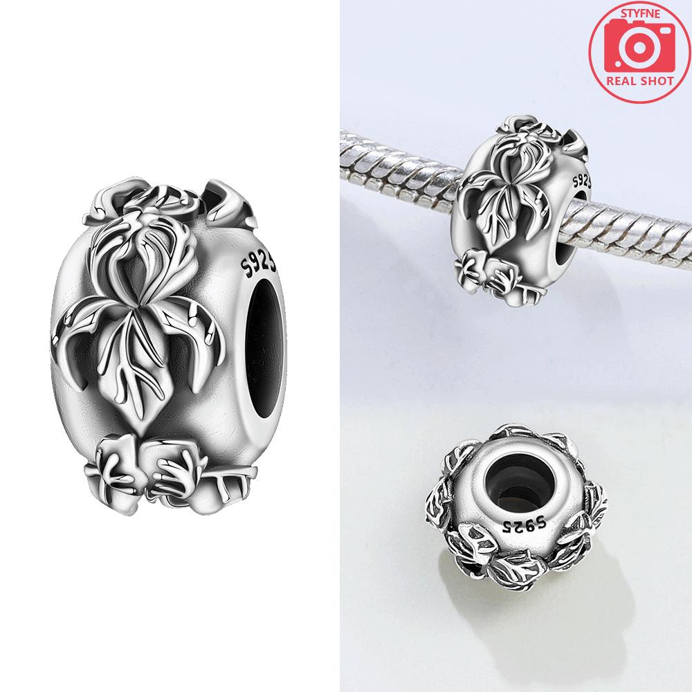 

Copper Charms Original Double-Row Heart Positioning Buckle Iris Flower Rubber Stopper Beads Fit Bracelet Women Jewelry Diy
