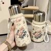 Vintage Floral Vacuum Thermos Bottle 450/600ML Insulated Water Bottle Thermal Cup  Travel Camping