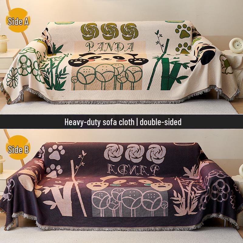 

INS Полотенце-чехол для дивана двусторонний с пандой для использования на улице/в помещении - Универсальная подушка для дивана на четыре сезона 90x90 cm