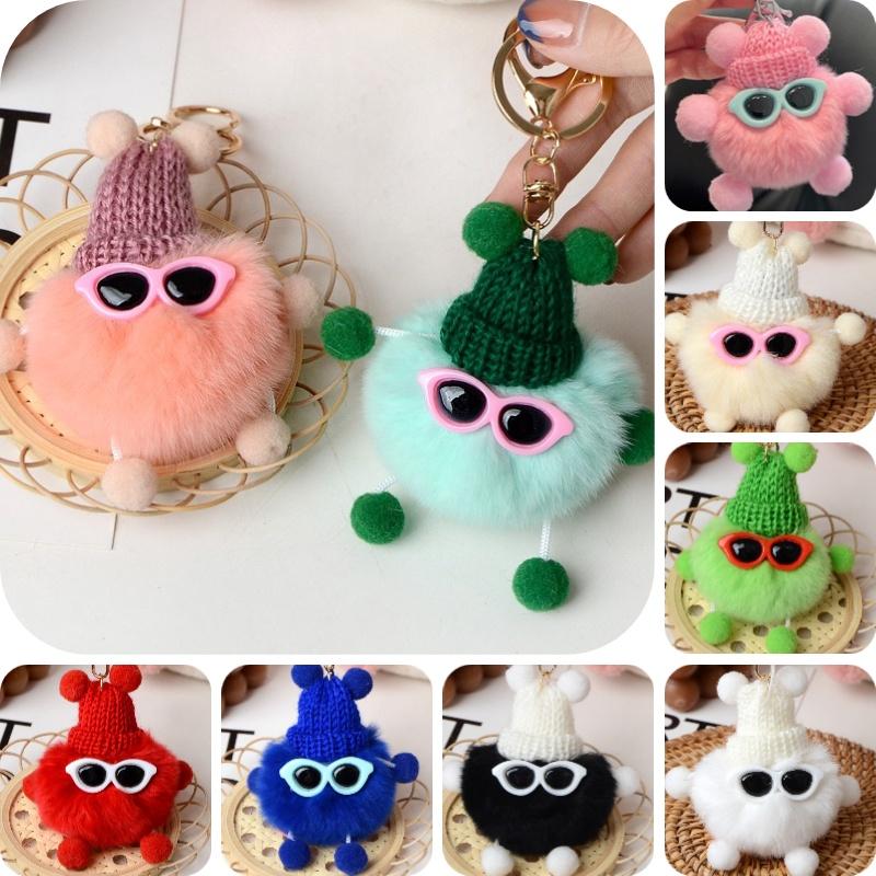 Cute Fluffy Elf Car Keychain With Real Rabbit Fur Ball