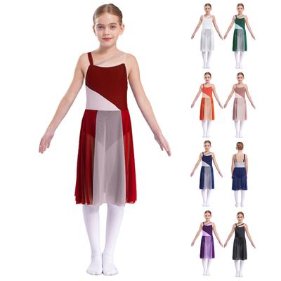 Kinder Mädchen Mesh Overlay Ballett Zeitgenössisches Tanzkleid Lyrisches Trikot Kostüm Ärmellose Kleider
