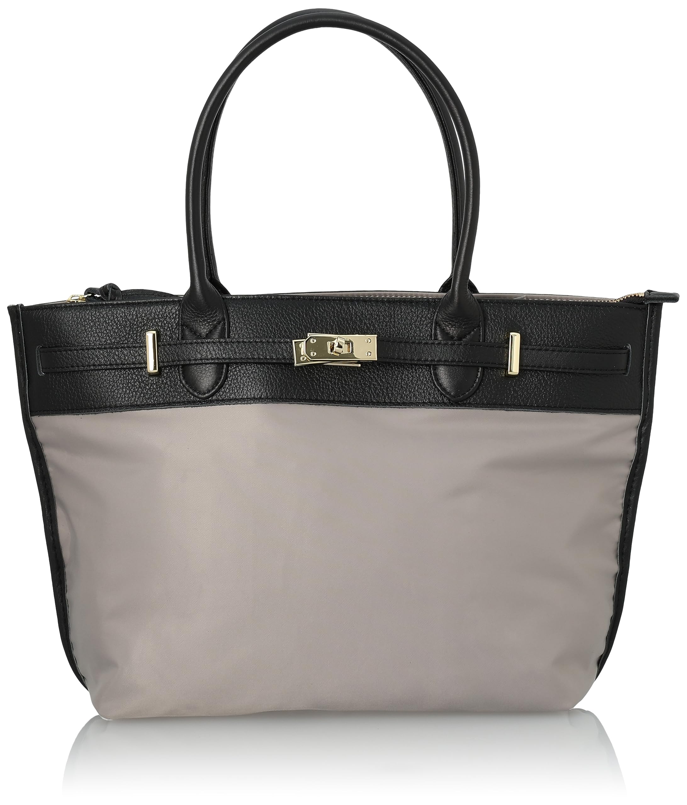 

Nylon and cowhide tote bag with twisted hardware