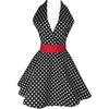 Hyzrz Lovely Retro Aprons for Women Cute Adjustable Cotton Sexy V-Necked Polka Dot Apron Classic Big Wave (Small Black Polka Dot)