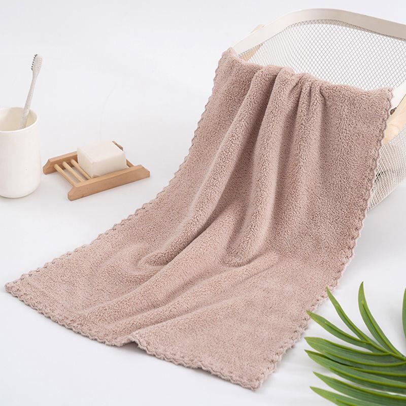 Toalha de Banho Macia de Coral Fleece Espessado - Absorvente, Cor Sólida, Perfeita para Adultos.