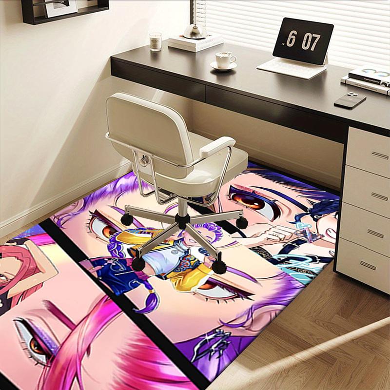 K-pop Girl Charming Anime Character Office Chair Mat: Perfect for Home Decor, Office Use, and Gifts - Suitable for Various Rooms!.122362a