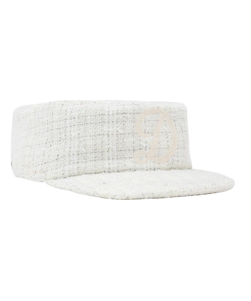 Depeu Pillbox Cap Tweed White