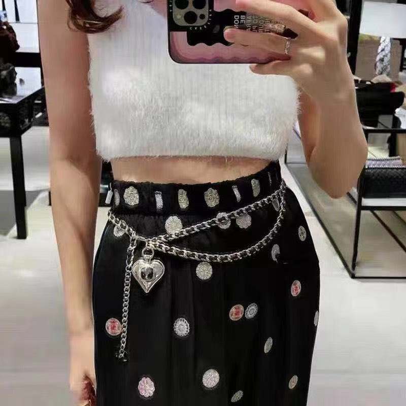 Small Fragrance Chain Love Waist Chain Women's Decoration Fashion Temperament Waist Rope Retro Peach Heart Belly Navel Belt Accessories